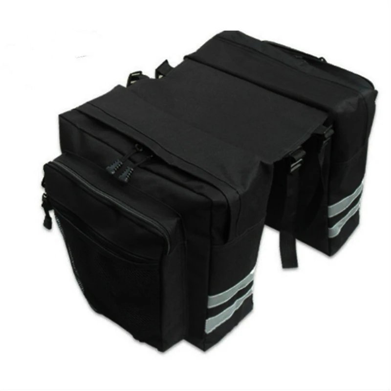 black_Waterproof Bicycle Saddle Bag Large Capacity Tail Rear 3 in 1 Trunk Bag Road Mountain Luggage 