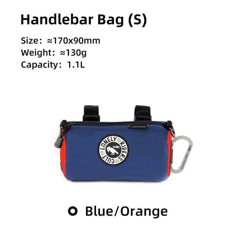 1.1L blue orange_ULAC Waterproof Bicycle Handlebar Bag 1.1/1.5/2.7L Bike Frame Tube Bag Cycling Mult