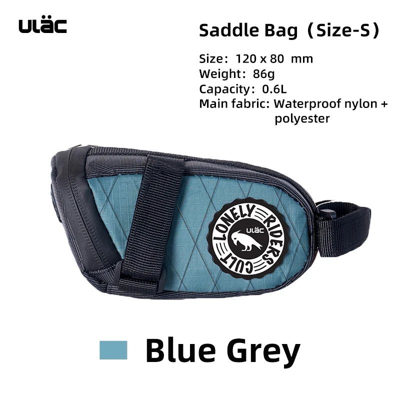 0.6L Blue gray_ULAC Waterproof Bicycle Saddle Bag 0.6/1/1.3L Multi-color Cycling Seat Tail Bag MTB R