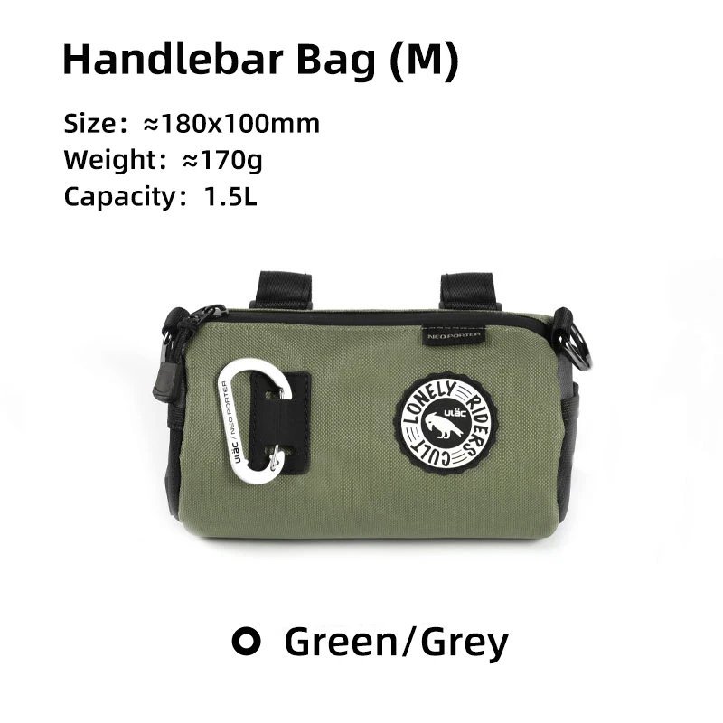 1.5L Green gray_ULAC Multifunctional Bicycle Handlebar Bag 1.1/1.5/2.7L Large Capacity  Waterproof P