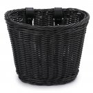 Black_Bike Bicycle Handlebar Bicycle Basket Cycling Rattan Wicker Basket Vintage Hand Woven Bike Bas
