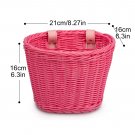 Pink_Bike Bicycle Handlebar Bicycle Basket Cycling Rattan Wicker Basket Vintage Hand Woven Bike Bask