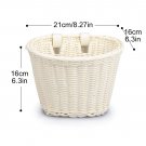 White_Bike Bicycle Handlebar Bicycle Basket Cycling Rattan Wicker Basket Vintage Hand Woven Bike Bas
