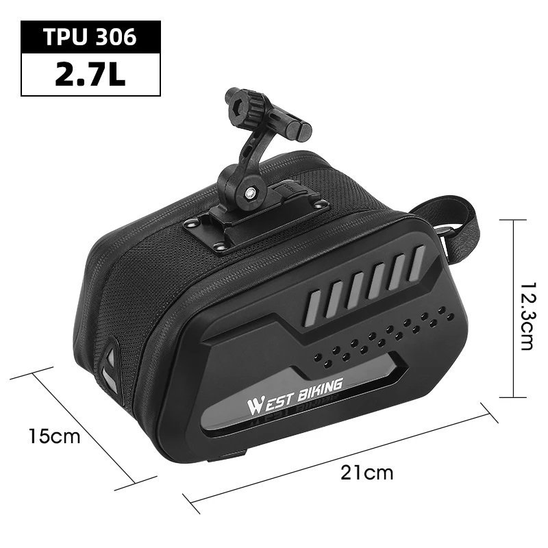 TPU 306_WEST BIKING Waterproof Bicycle Saddle Bag Hard Shell MTB Road Bike Under Seat Tool Bag Quick