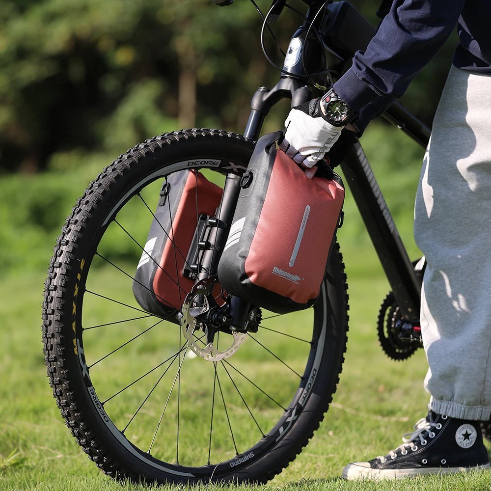 Black-6L_Rhinowalk Bicycle Front Fork Bag Quick Release Waterproof 4L-6L Pack For MTB Road Bike Scoo