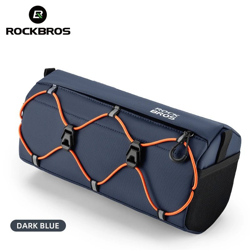 Dark Blue_ROCKBROS Bicycle Front Bag 2.2L Capacity Item Storage Handlebar Bag Drawstring Multifuncti