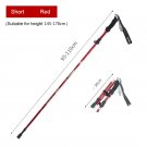 Red Short_Trekking Stick 5-Section Telescopic Folding Trekking Poles Outdoor Camping Ultralight Port