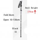 Black 36cm_5-Section Outdoor Fold Trekking Pole Camping Portable Walking Hiking Stick For Nordic Eld