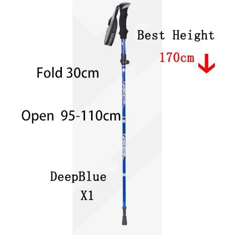DeepBlue 30cm_5-Section Outdoor Fold Trekking Pole Camping Portable Walking Hiking Stick For Nordic 