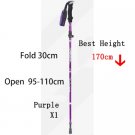 Purple 30cm_5-Section Outdoor Fold Trekking Pole Camping Portable Walking Hiking Stick For Nordic El