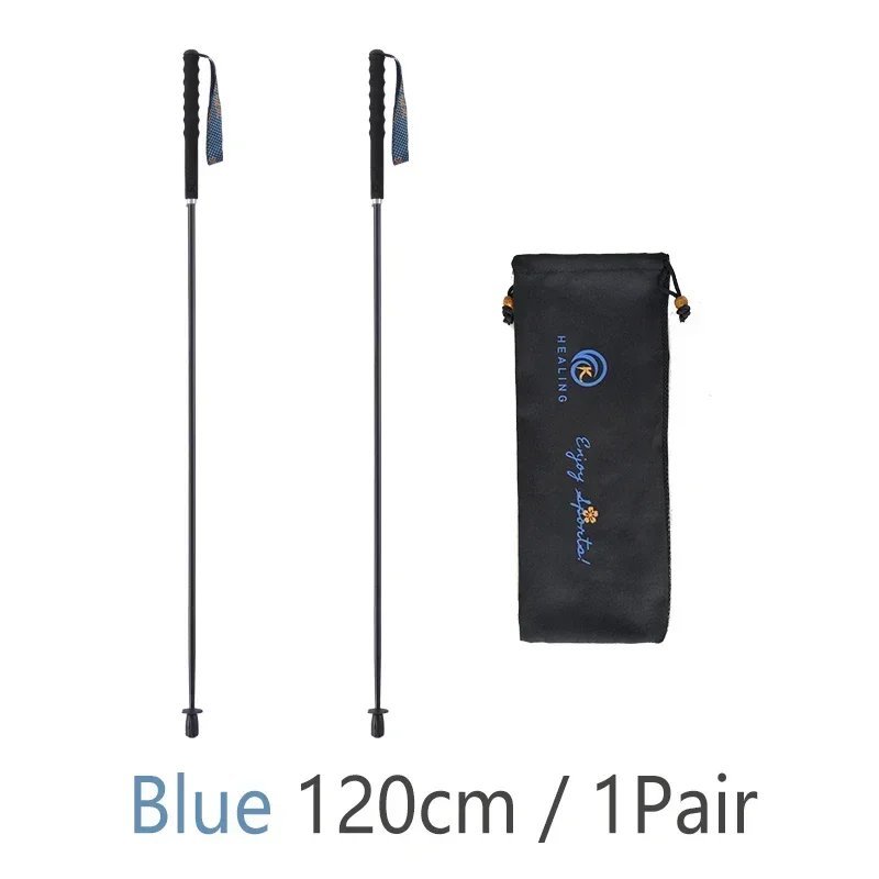 E1 120cm-1 Pair_100% Full Carbon Hiking Poles Folding Ultra-light 5-Section Hiking Trekking Portable