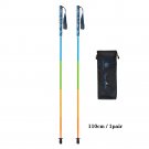 Orange_100% Full Carbon Hiking Poles Folding Ultra-light 5-Section Hiking Trekking Portable Travel W