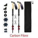 Red_2 PCS 5-Section Outdoor Fold Trekking Pole Cane Camping Portable Walking Hiking Stick For Nordic