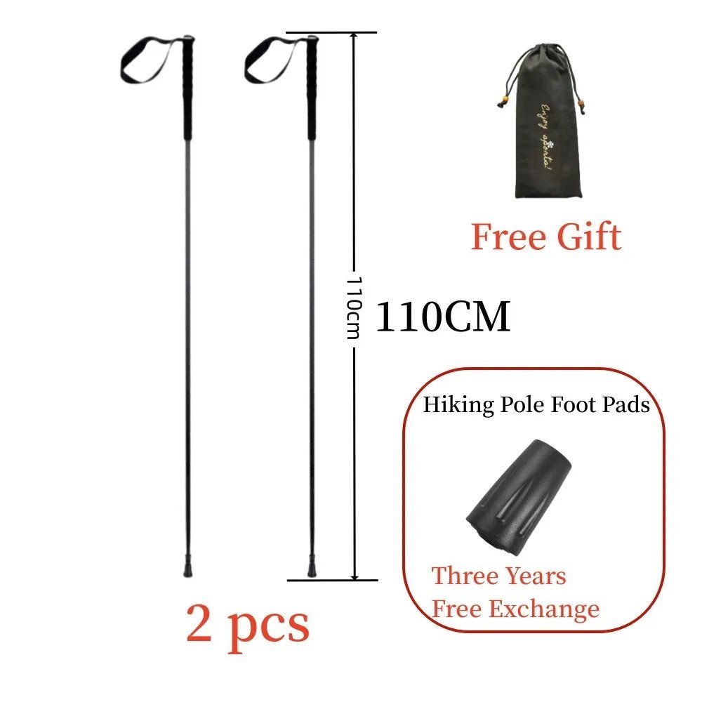 2pcs 110cm_Ultra Light  Trekking Pole Carbon Folding Hiking Stick Collapsible Hiking Poles 115G Trek