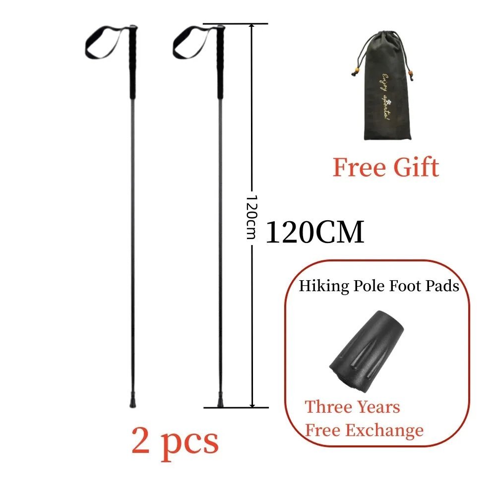 2pcs 120cm_Ultra Light  Trekking Pole Carbon Folding Hiking Stick Collapsible Hiking Poles 115G Trek