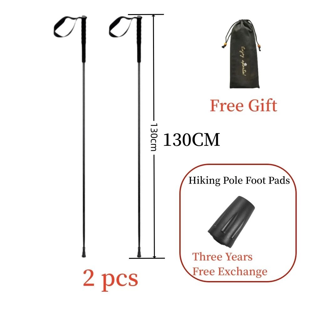 2pcs 130cm_Ultra Light  Trekking Pole Carbon Folding Hiking Stick Collapsible Hiking Poles 115G Trek