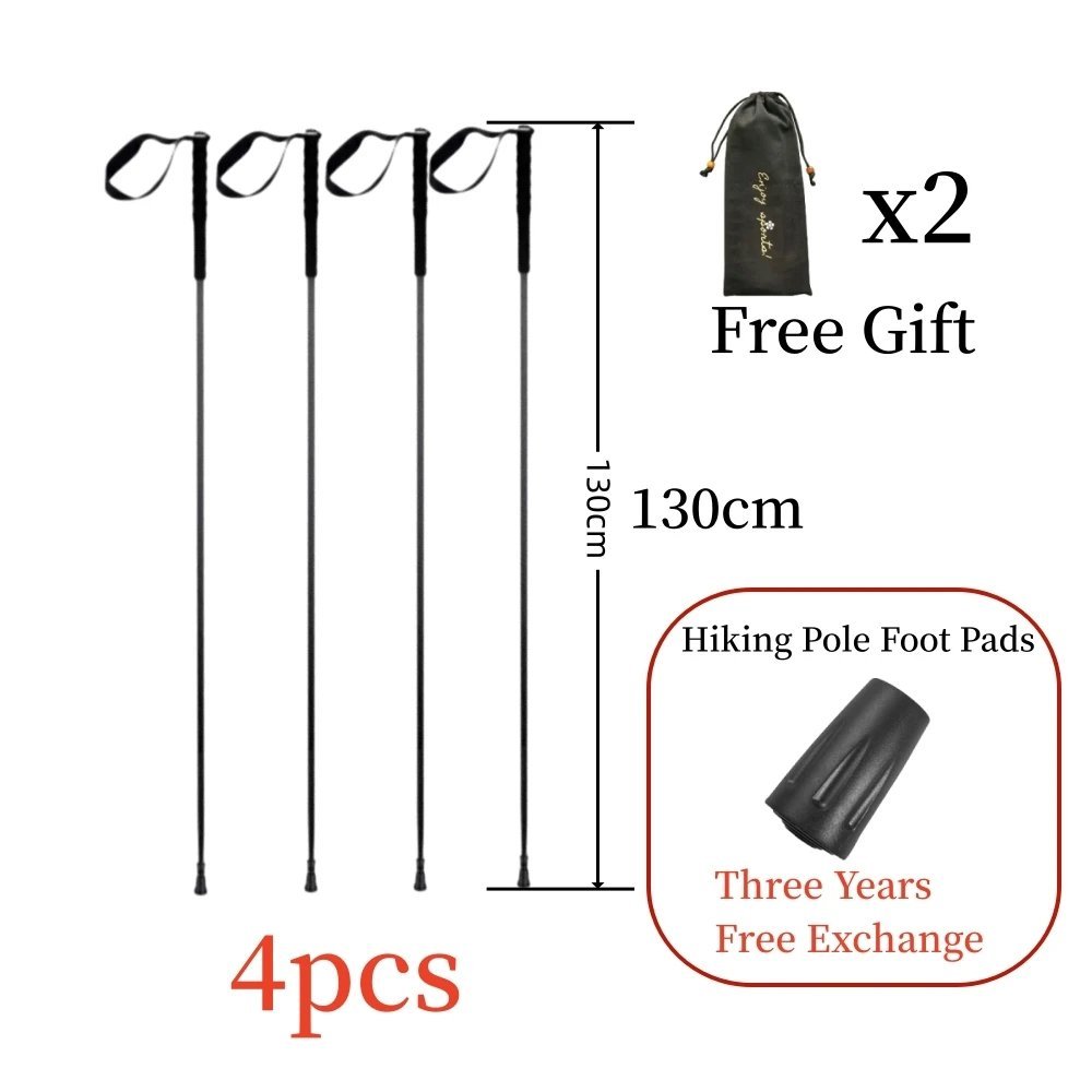 4pcs 130cm_Ultra Light  Trekking Pole Carbon Folding Hiking Stick Collapsible Hiking Poles 115G Trek