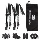 Black_2pcs Trekking Poles Folding Hiking Stick Collapsible Hiking Poles Trekking Stick Walking Poles