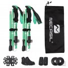 Green_2pcs Trekking Poles Folding Hiking Stick Collapsible Hiking Poles Trekking Stick Walking Poles