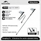 Black-Large_Naturehike 5-Section Trekking Pole Carbon Fiber Aluminum Alloy Folding Teleskopic Stick 