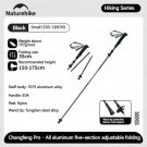 Black-Small_Naturehike 5-Section Trekking Pole Carbon Fiber Aluminum Alloy Folding Teleskopic Stick 