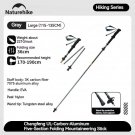 Gray-Large_Naturehike 5-Section Trekking Pole Carbon Fiber Aluminum Alloy Folding Teleskopic Stick U