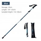 Blue_5 Section Outdoor Fold Trekking Pole Camping Portable Walking Hiking Stick For Nordic Elderly T