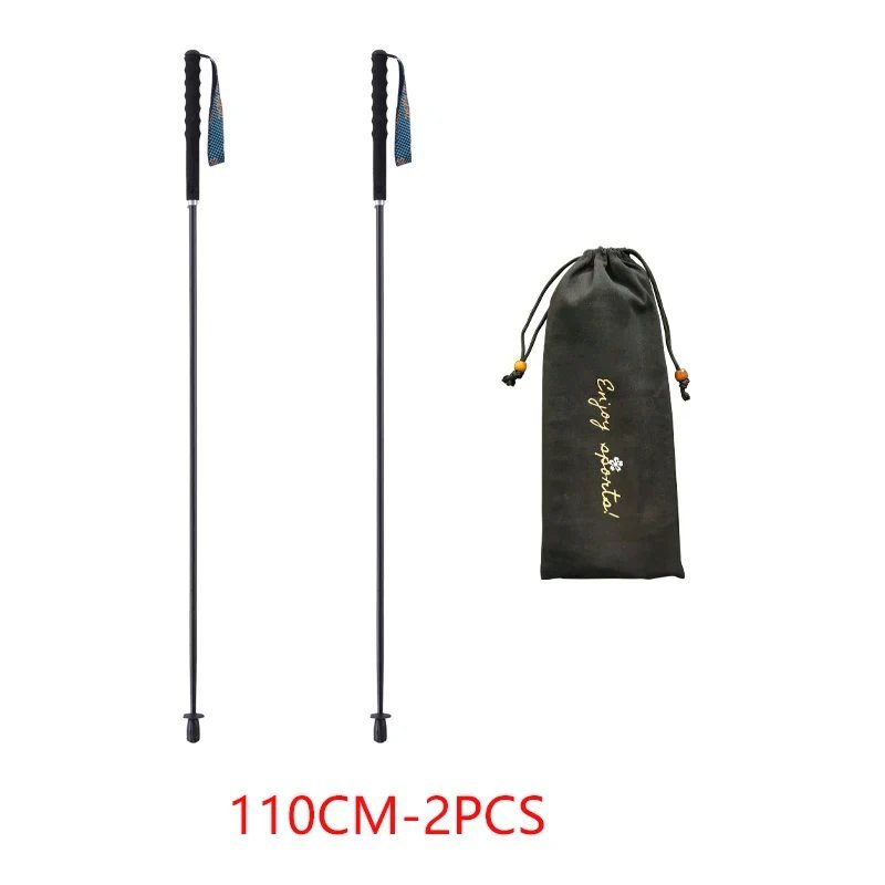 Black  2pc 110cm_Ultra Light Weight Trekking Poles Foldable Hiking Sticks Carbon Fiber Hiking Poles 