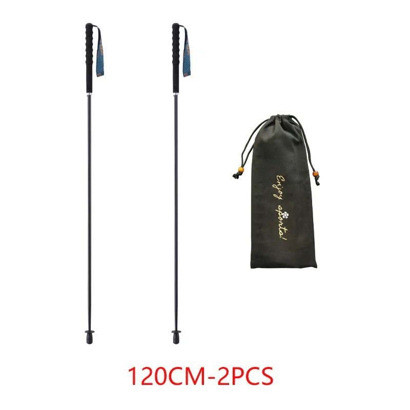 Black  2pc 120cm_Ultra Light Weight Trekking Poles Foldable Hiking Sticks Carbon Fiber Hiking Poles 