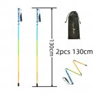 Colorful 2pcs 130cm_Ultra Light Weight Trekking Poles Foldable Hiking Sticks Carbon Fiber Hiking Pol