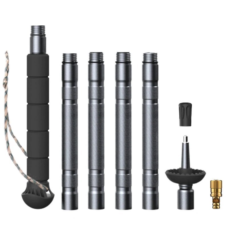 G07_Trekking Pole Multifunctional Aluminum Walking Sticks New Folding Outdoor Camping Hiking Stick A