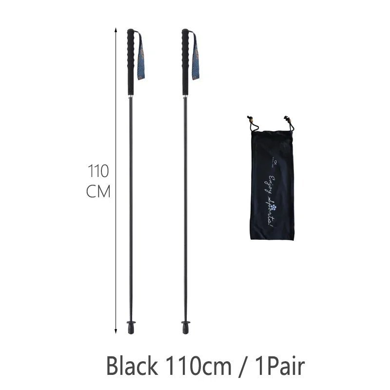 black 110cm 1pair_110g Ultra Light Weight Trekking Poles Folding Hiking Sticks Portable Carbon Fiber