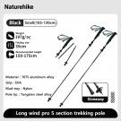 Black Small 2 pcs_Naturehike Long Wind Trekking Poles Carbon Fiber 7075 Aluminum Alloy Five-section 
