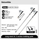 Grey Small 2 pcs_Naturehike Long Wind Trekking Poles Carbon Fiber 7075 Aluminum Alloy Five-section F