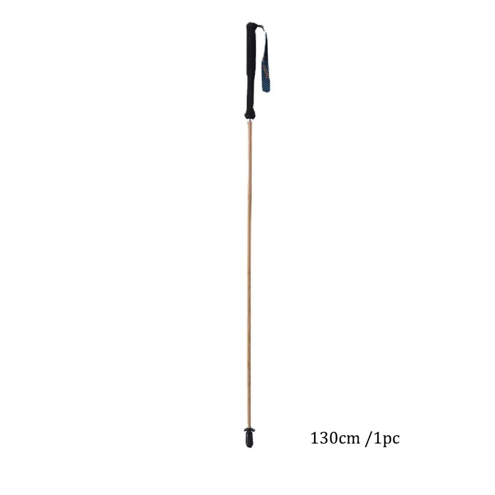 light yellow_100% Full Carbon Hiking Poles Folding Ultra-light Five-Section Hiking Trekking Portable