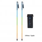 Orange_100% Full Carbon Hiking Poles Folding Ultra-light Five-Section Hiking Trekking Portable Trave