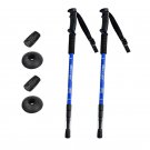 2PCS Blue_Aluminium Alloy Trekking Poles Ultralight Adjustable No slip Nordic Walking Sticks Adult H
