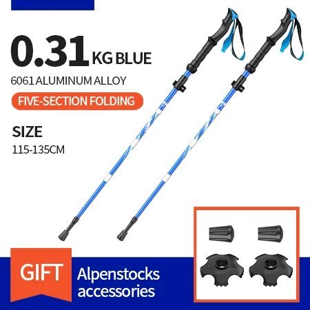 Long handle Blue_BSWOLF 2Pcs Ultralight Trekking Poles  Walking Sticks Hiking Canes  Folding Aluminu
