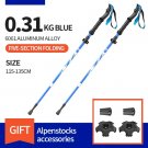Long handle Blue_BSWOLF 2Pcs Ultralight Trekking Poles  Walking Sticks Hiking Canes  Folding Aluminu