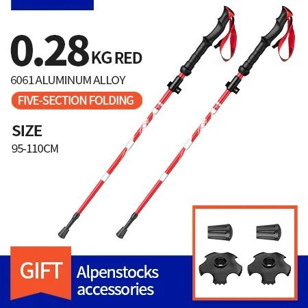 Long handle Red_BSWOLF 2Pcs Ultralight Trekking Poles  Walking Sticks Hiking Canes  Folding Aluminum