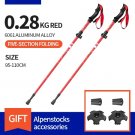 Short handle Red_BSWOLF 2Pcs Ultralight Trekking Poles  Walking Sticks Hiking Canes  Folding Aluminu