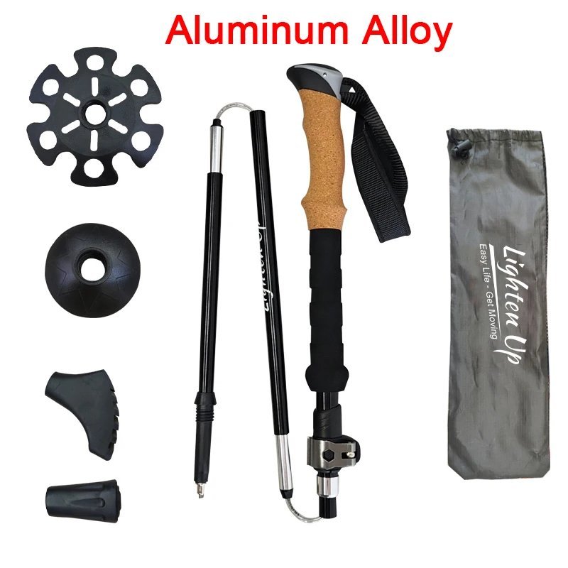 Aluminum single_2/1PCS Folding Walking Poles 3-Folded Rod Cane for Sitting EVA+Cork Handle Walking S