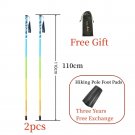 E2-2P 110CM_2PCS Carbon Fiber Five Section Folding Hiking Stick Ultra Lightweight Portable Hiking St