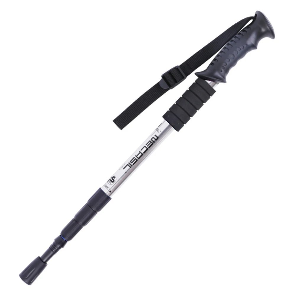 Silver 1pcs_1/2Pcs Light Aluminum Alloy Folding Walking Sticks for Hiking Climbing Mountain High-qua