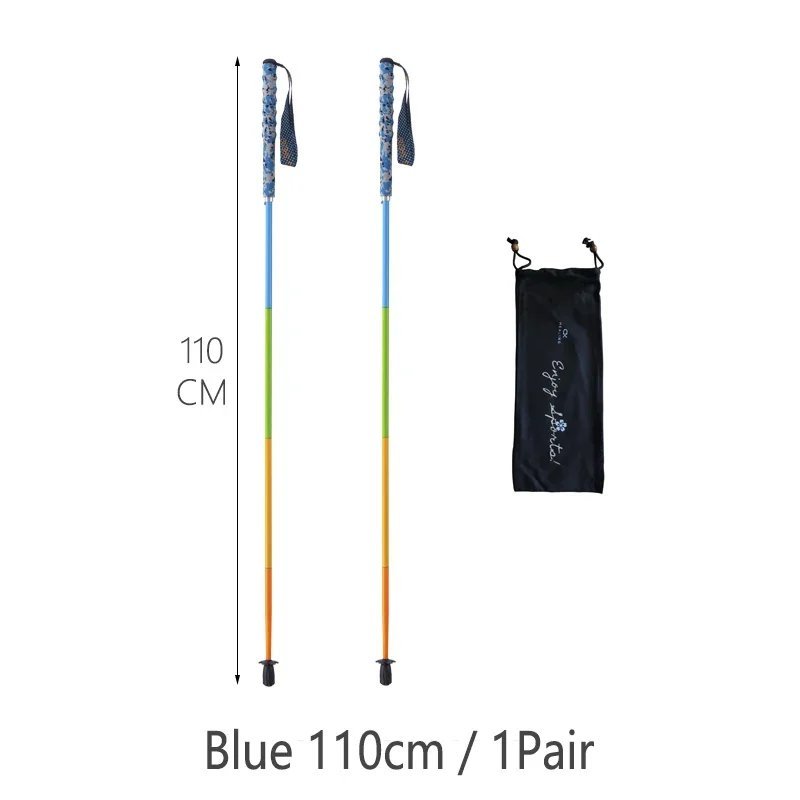110cm 1Pair_5-Section Folding Trekking Poles Ultra Light Hiking Sticks Portable Carbon Fiber Walking