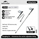 Black-Large 1pcs_Natureheak New Hiking 5-Section Climbing Stick Carbon Fiber Aluminum Alloy Folding 