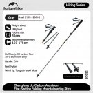 Gray-Small 1pcs_Natureheak New Hiking 5-Section Climbing Stick Carbon Fiber Aluminum Alloy Folding T
