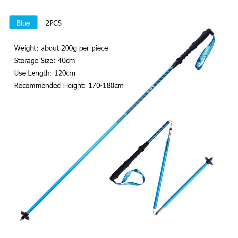 2pcs 120cm Blue_AONIJIE E4202 Lightweight Folding Collapsible Quick Lock Cross-country Trekking Pole