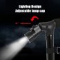 Black_95cm Folding Trekking Poles Double Handle Walking Sticking With Flashlight Telescopic Crutches