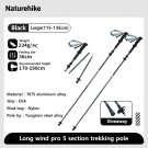 Black Large 2 pcs_Naturehike Trekking Poles Carbon Fiber 7075 Aluminum Alloy Five-section Folding St